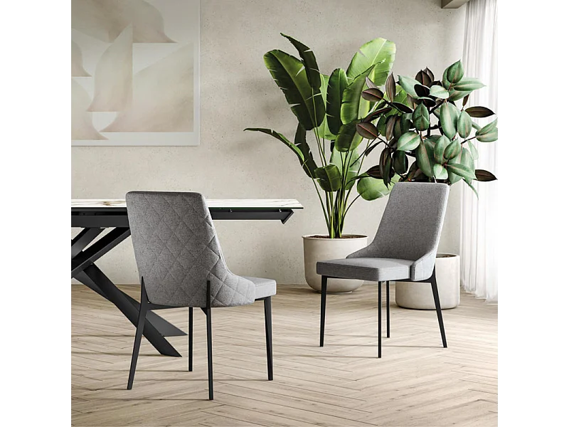 2er-Set moderne Stühle "Venus" aus pflegeleichtem Stoff, funktional für das Wohnzimmer, cm 58,5 x 48,5, 89h