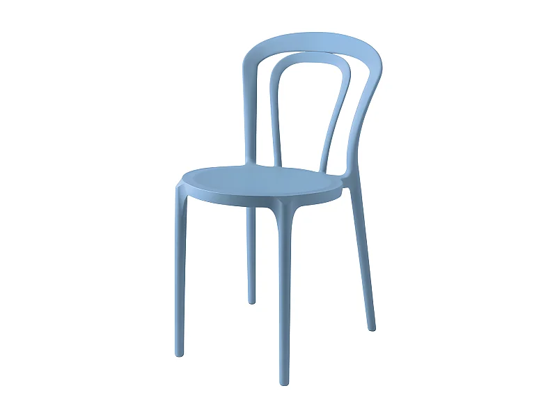 Set mit 2 modernen blauen Stühlen "Caffè" aus Polypropylen, stapelbar für den Außen- und Innenbereich, cm 53x53 83h