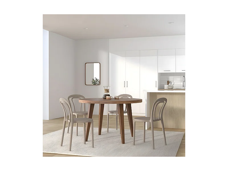 Lot de 2 chaises modernes "Caffè" gris tourterelle en polypropylène empilables pour usage extérieur et intérieur cm 53x53 83h