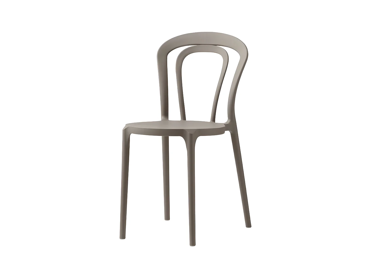 Set di 2 sedie moderne tortora "Caffè" in polipropilene impilabili per esterno e interno cm 53x53 83h
