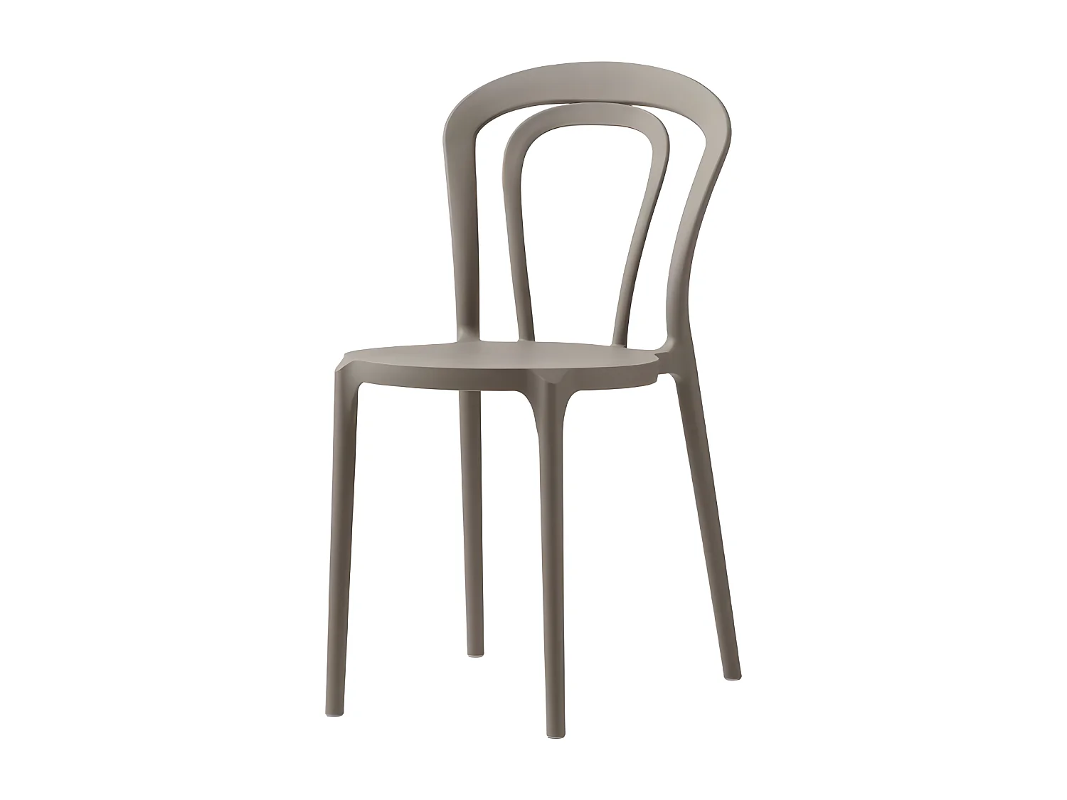 Set di 2 sedie moderne tortora "Caffè" in polipropilene impilabili per esterno e interno cm 53x53 83h