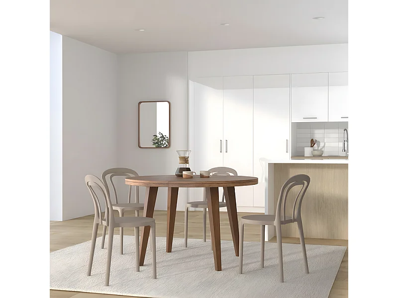 Set di 2 sedie moderne tortora "Caffè" in polipropilene impilabili per esterno e interno cm 53x53 83h