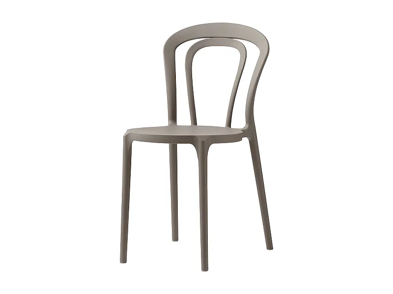 Set aus 2 modernen taubengrauen „Caffè“-Stühlen aus Polypropylen, stapelbar für den Außen- und Innenbereich, cm 53x53 83h