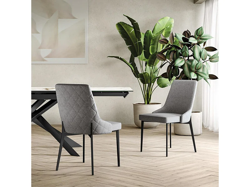 Set di 4 sedie moderne "Venere" in tessuto easy-clean funzionali da soggiorno cm 58,5x48,5 89h