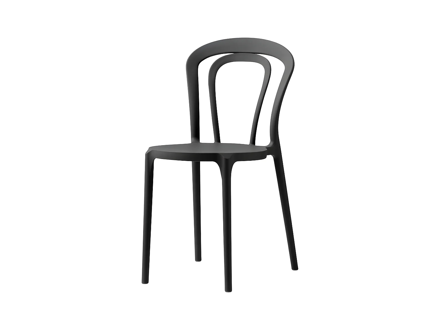 Lot de 2 chaises modernes noires "Caffè" en polypropylène empilables pour usage extérieur et intérieur cm 53x53 83h