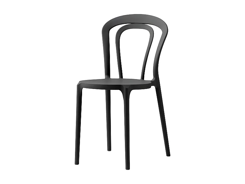 Set di 2 sedie nere moderne "Caffè" in polipropilene impilabili per esterno e interno cm 53x53 83h