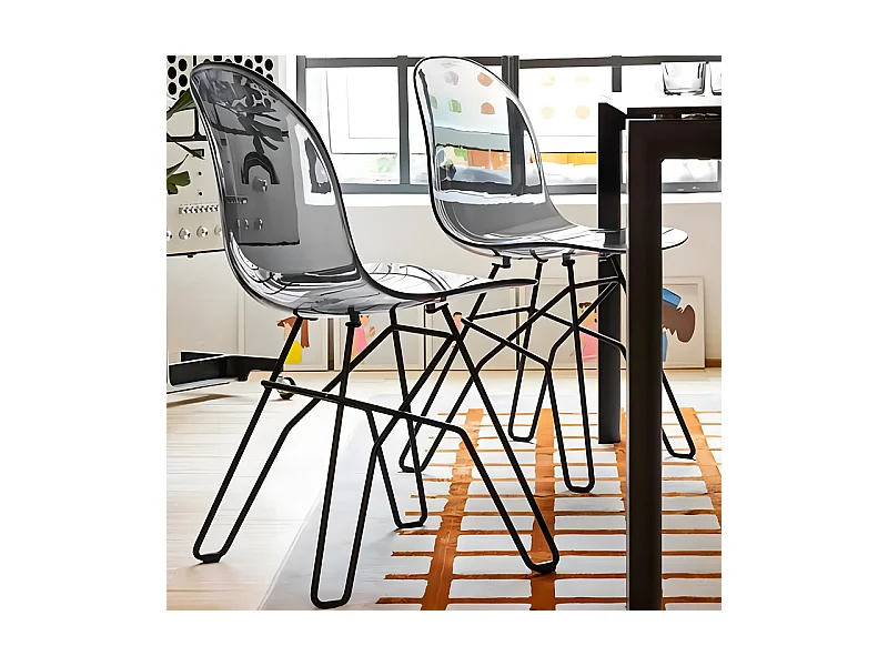 Komplet 4 nowoczesnych krzeseł do salonu "Akademia" z siedziskiem z przezroczystego poliwęglanu