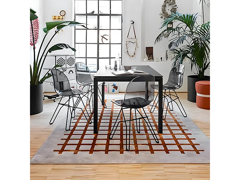 Set di 4 sedie moderne da soggiorno "Academy" con seduta in policarbonato trasparente