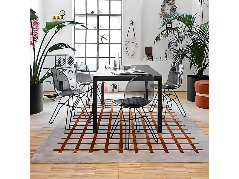 Conjunto de 4 cadeiras modernas para sala de estar "Academy" com assento em policarbonato transparente