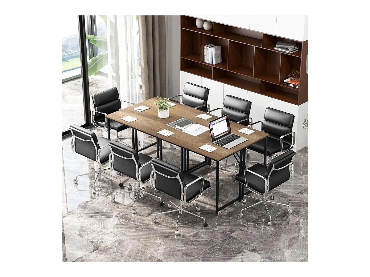 Scrivania per PC portatile con piedini regolabili, Scrivania in metallo per ufficio conferenze 100x50x77cm Naturale