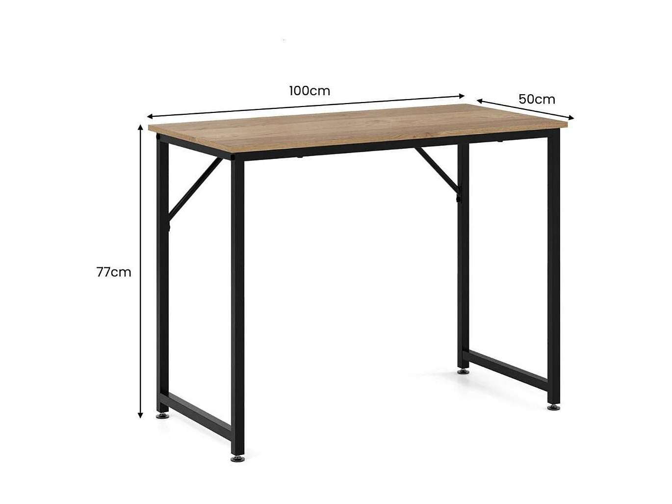 Scrivania per PC portatile con piedini regolabili, Scrivania in metallo per ufficio conferenze 100x50x77cm Naturale