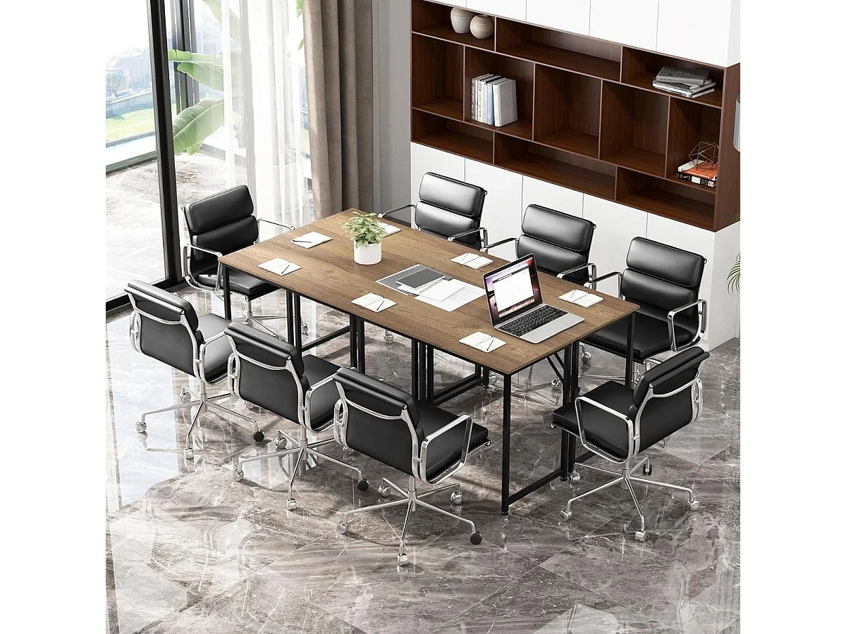 Scrivania per PC portatile con piedini regolabili, Scrivania in metallo per ufficio conferenze 100x50x77cm Naturale