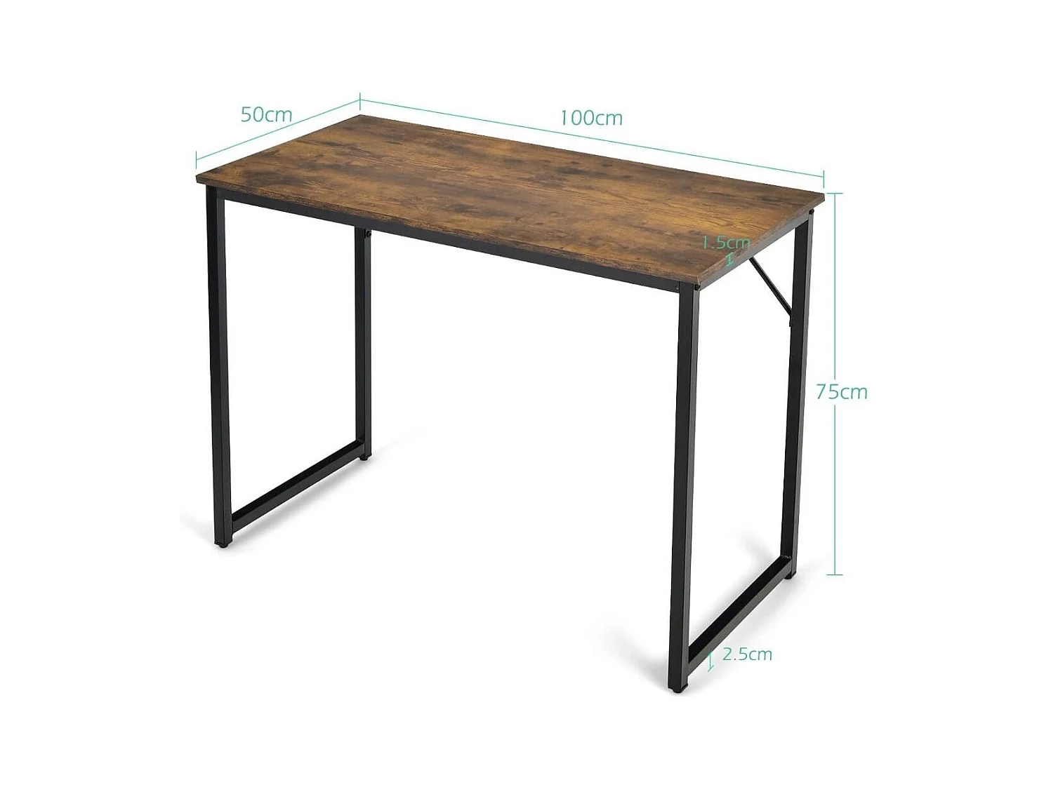 Scrivania per PC portatile con piedini regolabili, Scrivania in metallo per ufficio conferenze 100x50x77cm Caffè