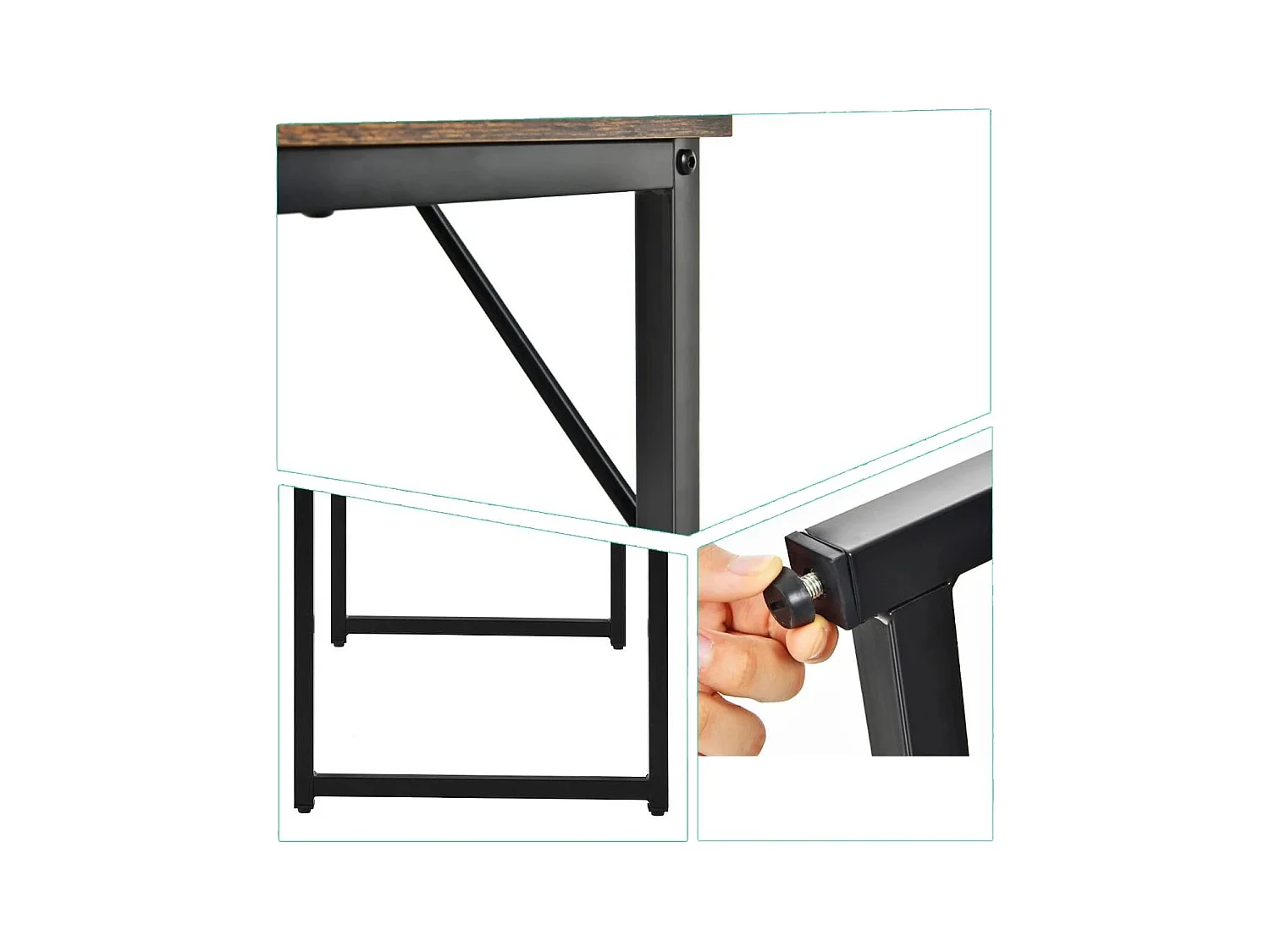 Scrivania per PC portatile con piedini regolabili, Scrivania in metallo per ufficio conferenze 100x50x77cm Caffè