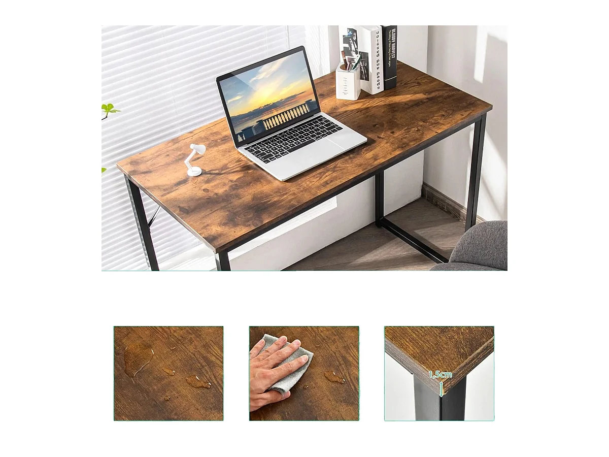 Scrivania per PC portatile con piedini regolabili, Scrivania in metallo per ufficio conferenze 100x50x77cm Caffè