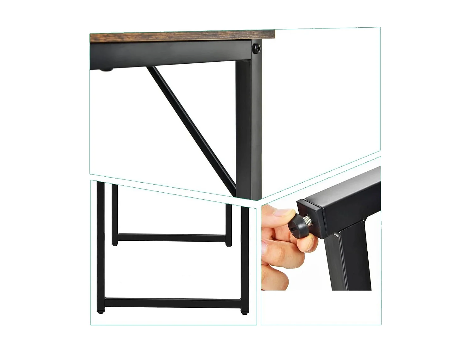 Scrivania per PC portatile con piedini regolabili, Scrivania in metallo per ufficio conferenze 100x50x77cm Caffè