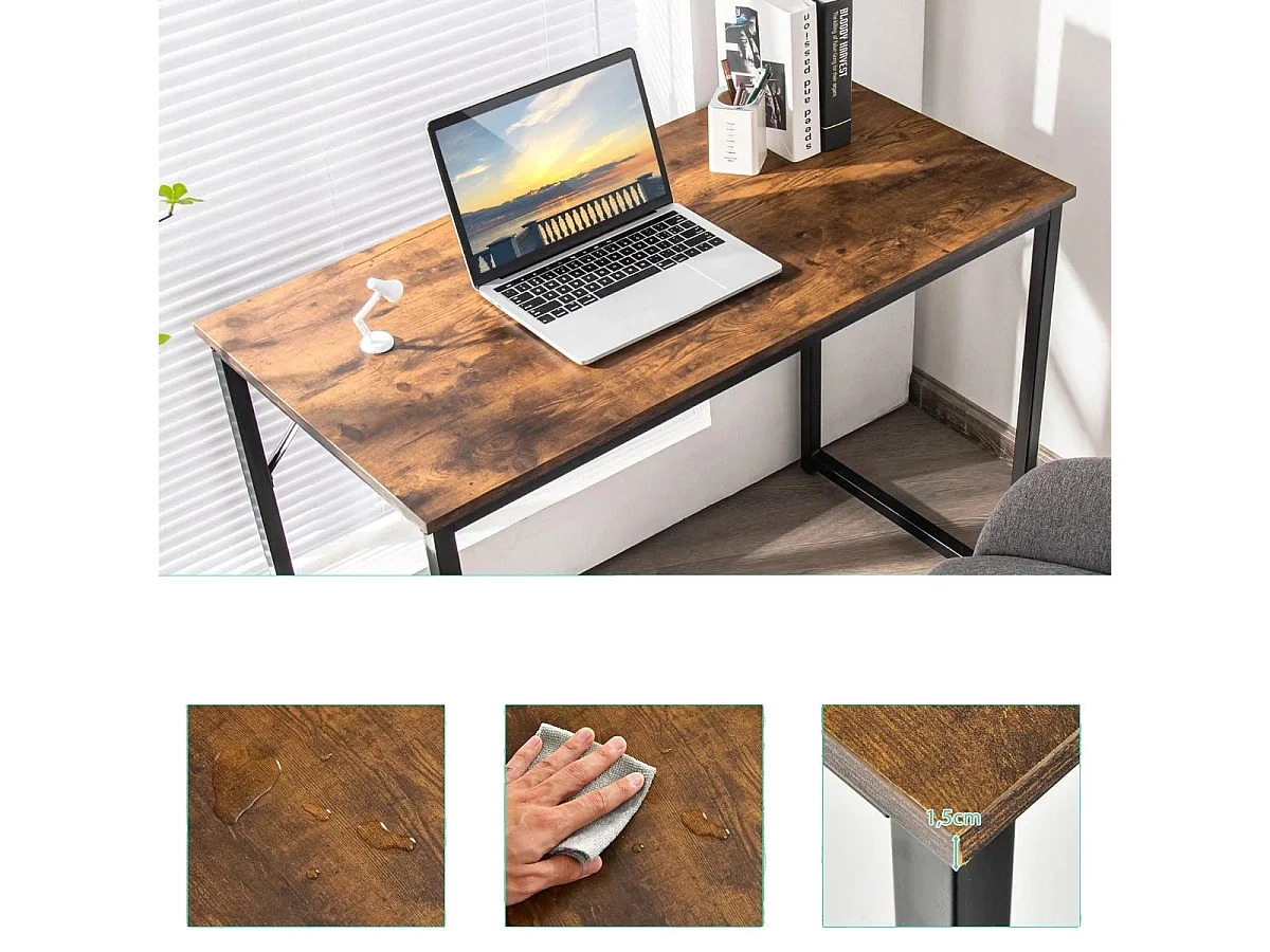 Scrivania per PC portatile con piedini regolabili, Scrivania in metallo per ufficio conferenze 100x50x77cm Caffè