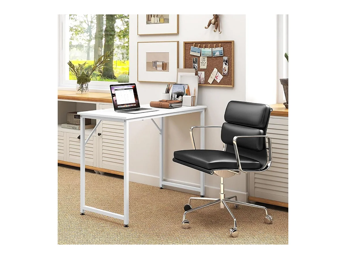 Scrivania per PC portatile con piedini regolabili, Scrivania in metallo per ufficio conferenze 100x50x77cm Bianco