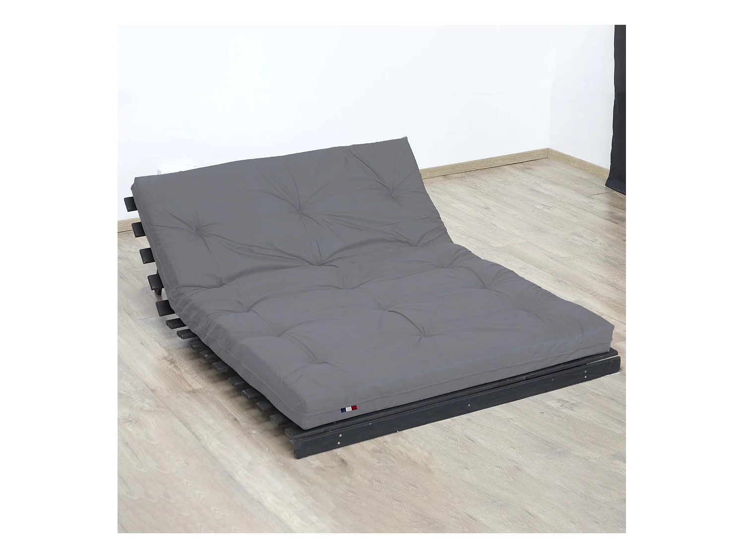 Matelas futon coton et fibres recyclés, fabriqué en France Couleur - Gris Clair, Dimensions - 140 x 190 cm
