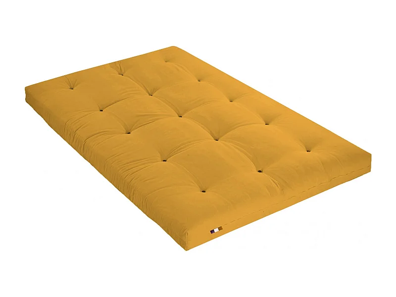 Matelas futon coton et fibres recyclés, fabriqué en France Couleur - Ocre, Dimensions - 140 x 190 cm