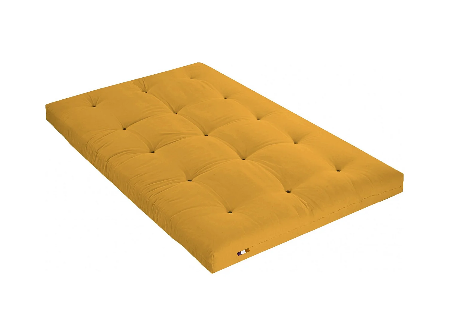 Matelas futon coton et fibres recyclés, fabriqué en France Couleur - Ocre, Dimensions - 140 x 190 cm