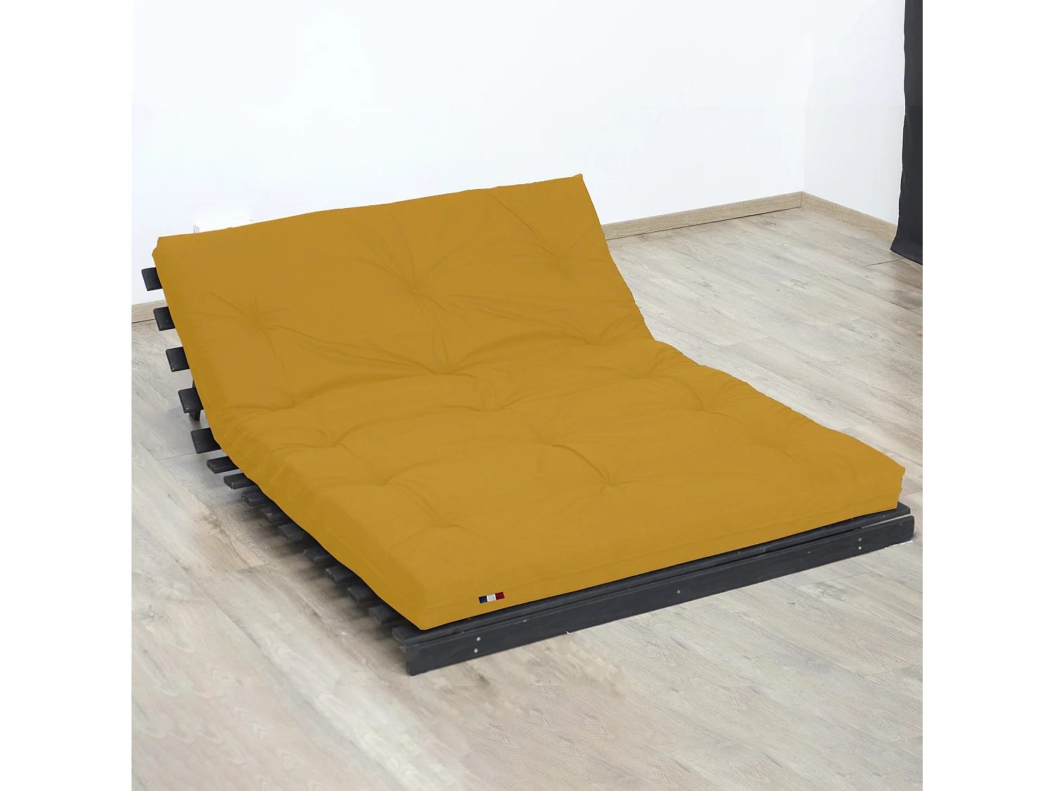 Matelas futon coton et fibres recyclés, fabriqué en France Couleur - Ocre, Dimensions - 160 x 200 cm