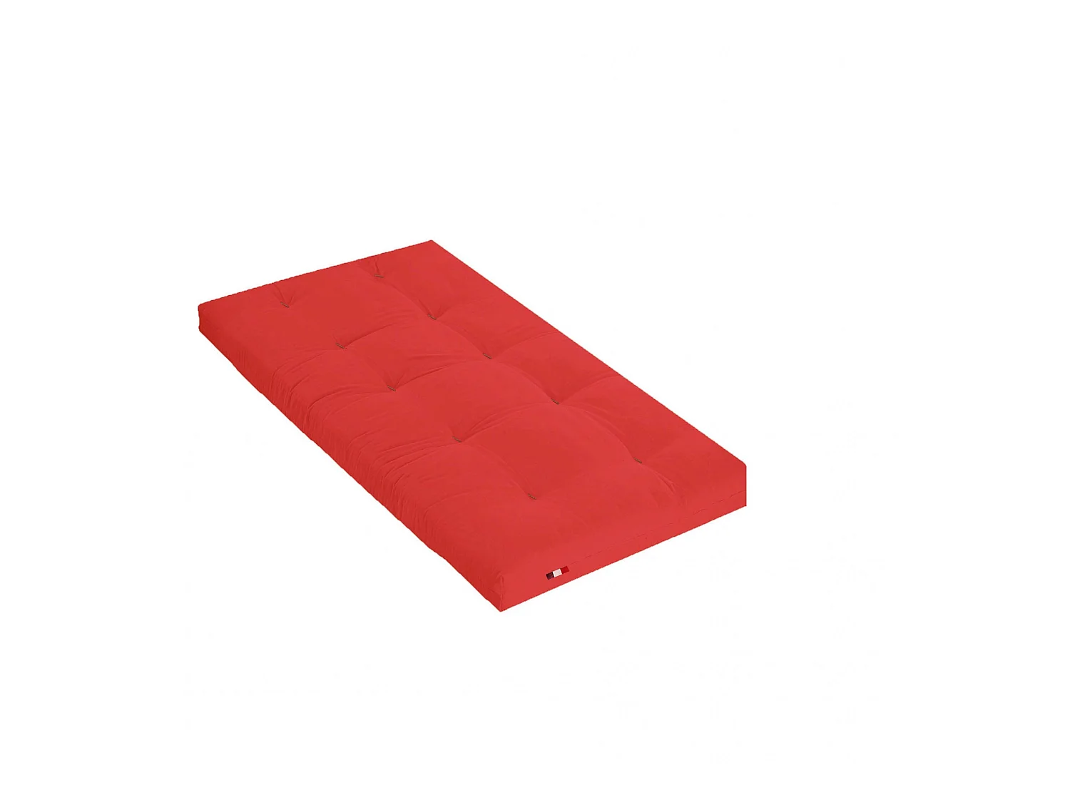 Matelas futon coton et fibres recyclés, fabriqué en France Couleur - Rouge, Dimensions - 90 x 190 cm