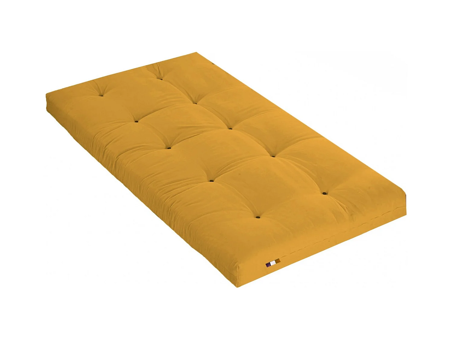 Matelas futon coton et fibres recyclés, fabriqué en France Couleur - Ocre, Dimensions - 90 x 190 cm
