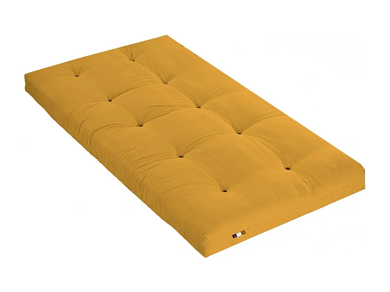 Matelas futon coton et fibres recyclés, fabriqué en France Couleur - Ocre, Dimensions - 90 x 190 cm