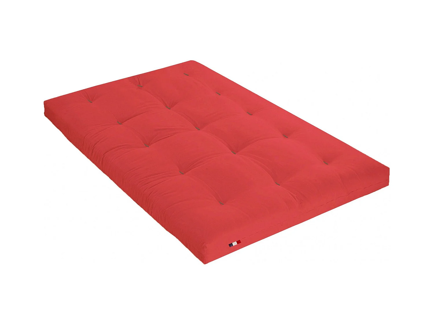 Matelas futon coton et fibres recyclés, fabriqué en France Couleur - Rouge, Dimensions - 140 x 190 cm