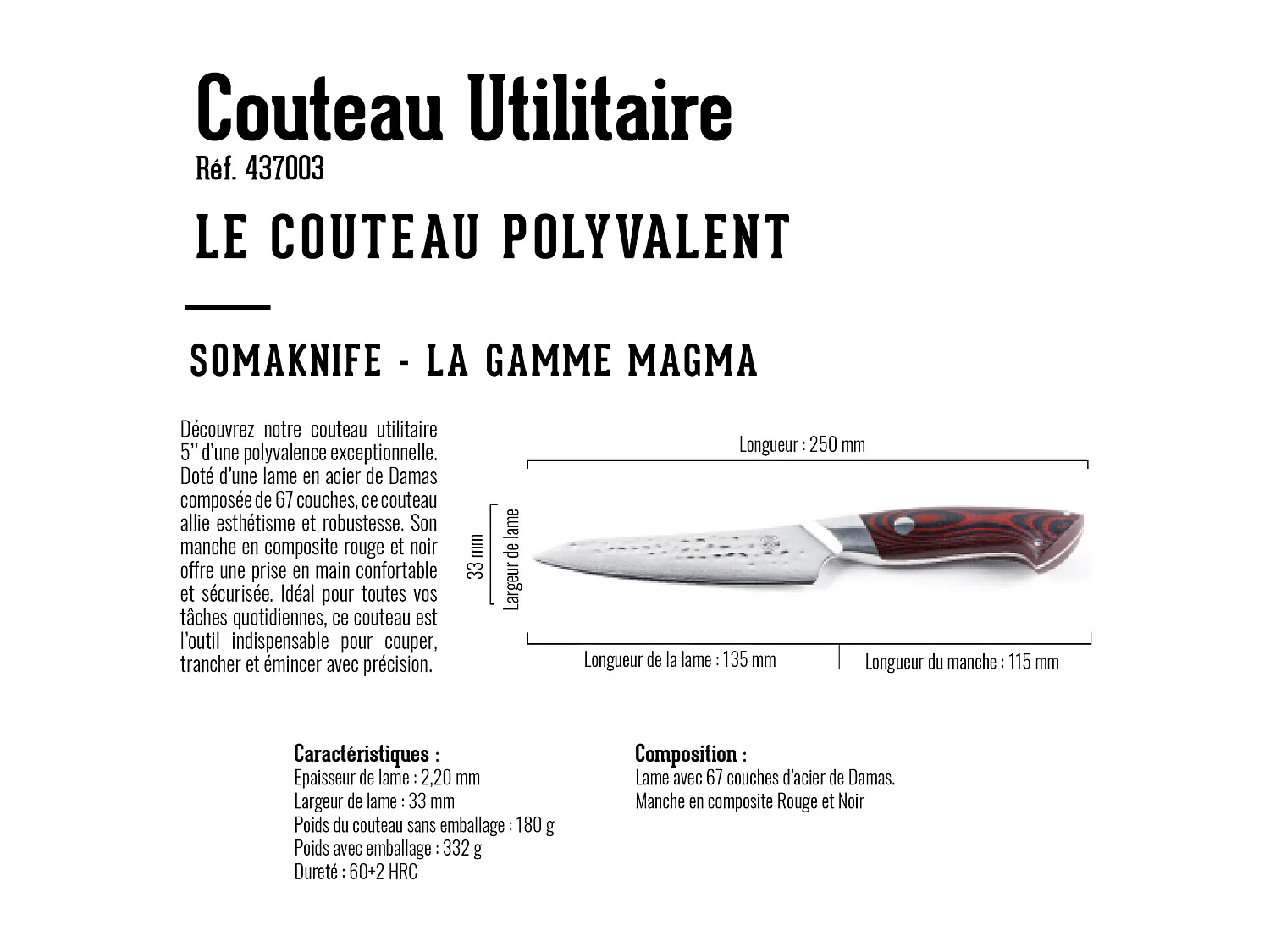 Cuchillo UTILITY 5 pulgadas, gama Magma - SOMAGIC