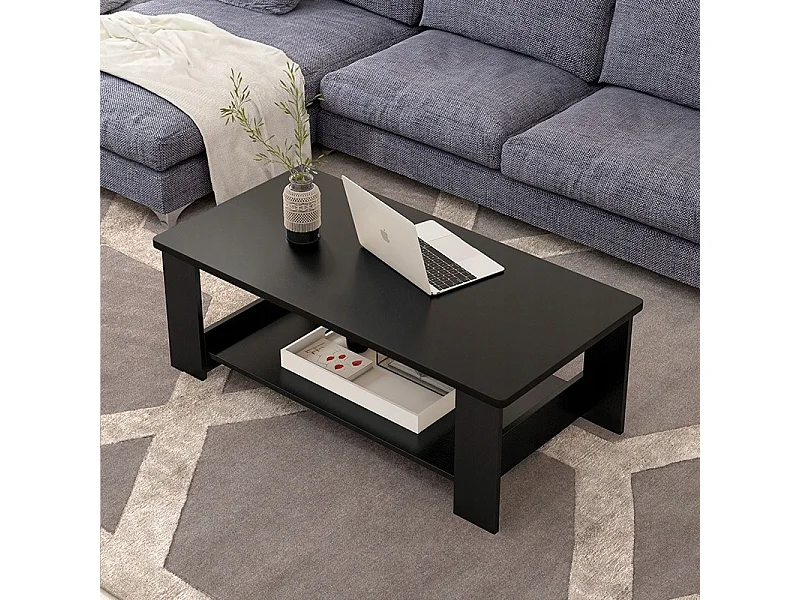 Stolik kawowy nowoczesny ława z półką pokój salon duży 100 cm loft czarny