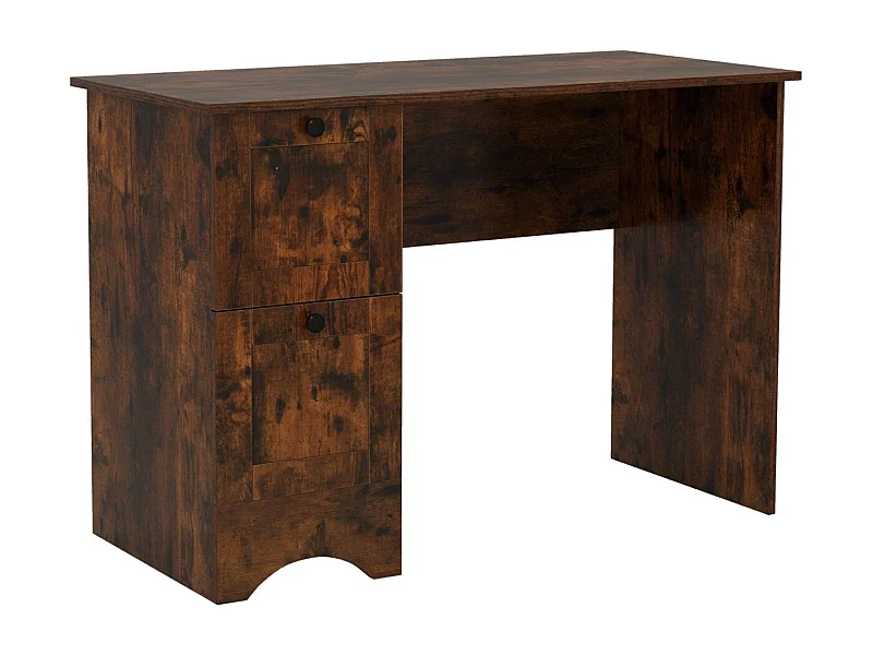 Computertisch mit 2 Schubladen Schreibtisch Robuster Gaming-Tisch Schminktisch Laptoptisch Braun