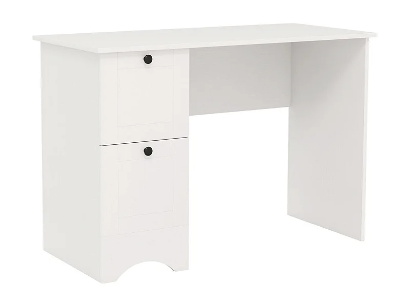 Bureau d'Ordinateur avec 2 Tiroirs Bureau d'Étude Compact pour Ordinateur Portable Station de Travail Multifonctionnelle Blanc