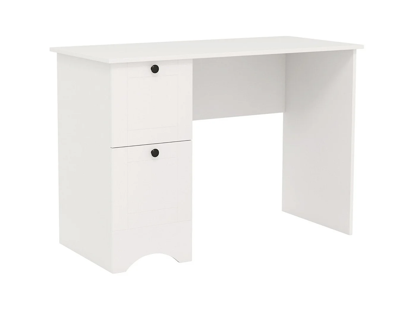 Bureau d'Ordinateur avec 2 Tiroirs Bureau d'Étude Compact pour Ordinateur Portable Station de Travail Multifonctionnelle Blanc