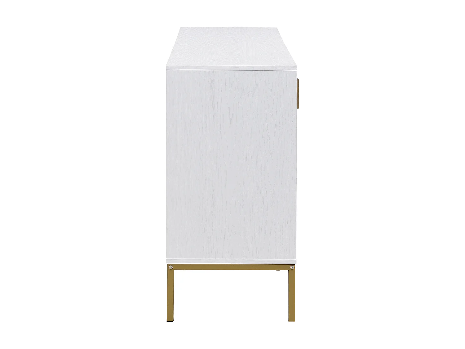 Aparador moderno de 4 puertas para salón - 160 x 40 x 80,5 cm - con patas de metal + estantes regulables - MDF - blanco