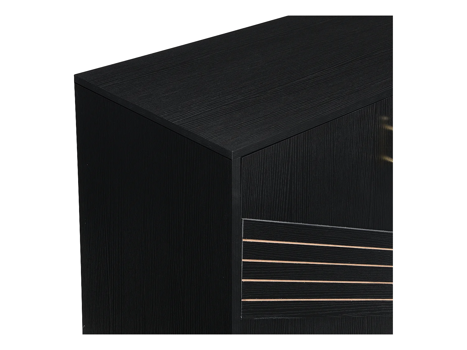 Buffet moderne à 4 portes pour salon - 160 x 40 x 80.5 cm - avec pieds en métal + étagères réglables - MDF - noir