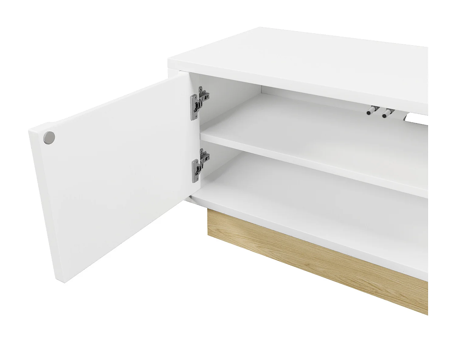 Meuble TV  moderne - 175 x 40 x 42 cm - Design incurvé minimaliste - avec 4 portes - MDF + aggloméré - blanc