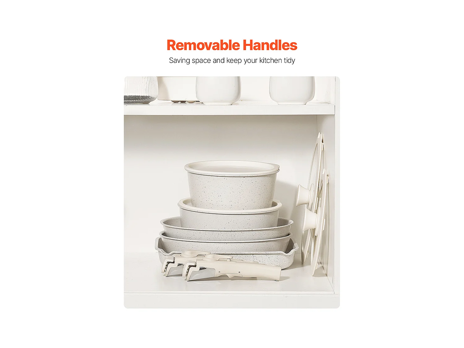 Batterie de Cuisine SucceBuy Batterie de Cuisine en Granit Antiadhésif de 17 Pièces pour Cuisine, Blanc