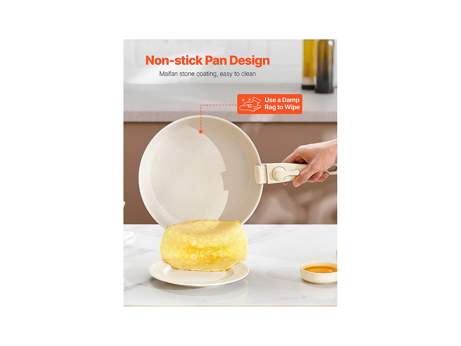 Batterie de Cuisine SucceBuy Batterie de Cuisine en Granit Antiadhésif de 17 Pièces pour Cuisine, Blanc