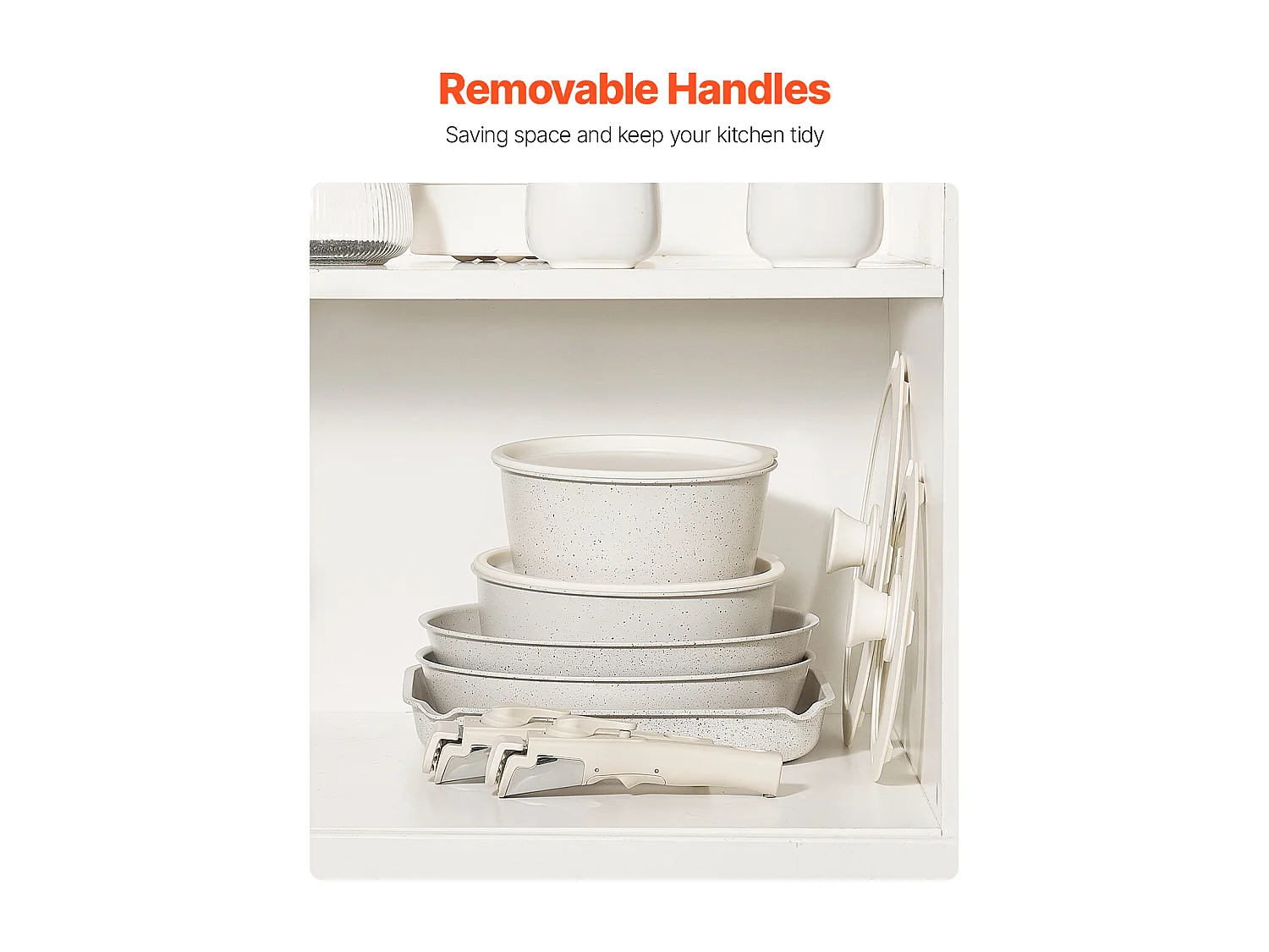 Batterie de Cuisine SucceBuy Batterie de Cuisine en Granit Antiadhésif de 17 Pièces pour Cuisine, Blanc