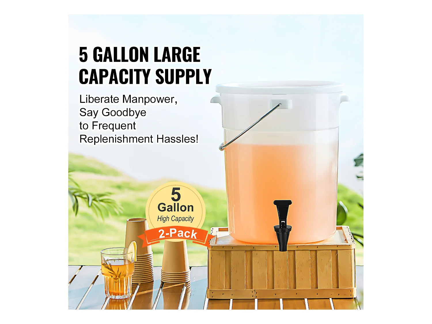 Distributeur de Boisson SucceBuy Distributeur de Boissons 19 L pour les Fêtes, Plastique avec Robinet