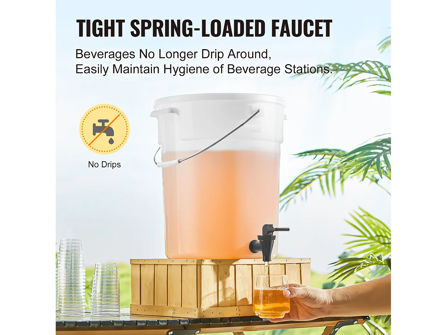 Drankdispenser SucceBuy Drankdispenser van 19 L, 2-Pack, Plastic, met Kraantje en Deksel, voor Feesten, Sap, Thee, Water, Restaurants en Hotels.