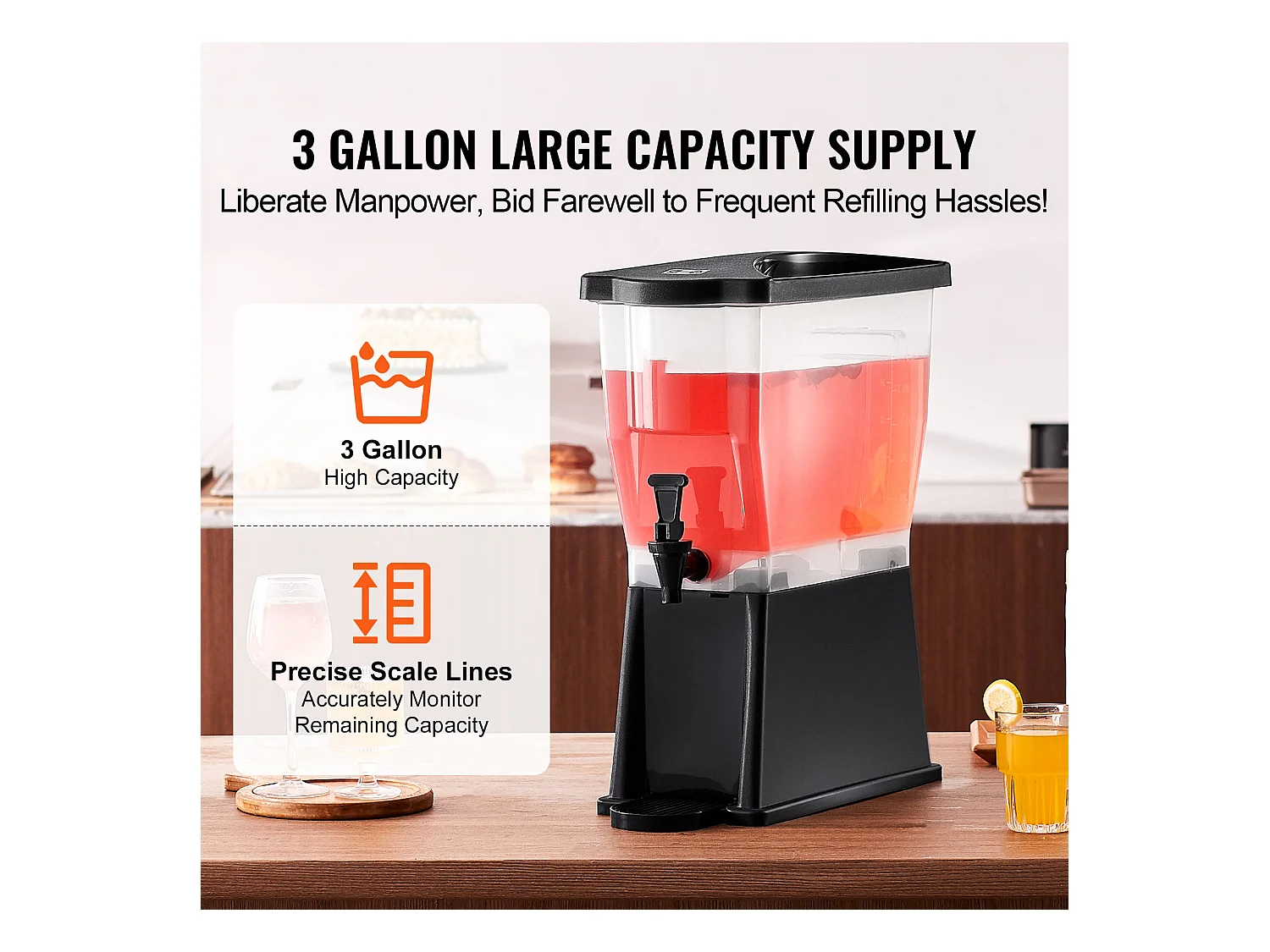 Distributeur de Boisson SucceBuy Distributeur de Boissons 11 L pour Fêtes, Plastique, sur Pied