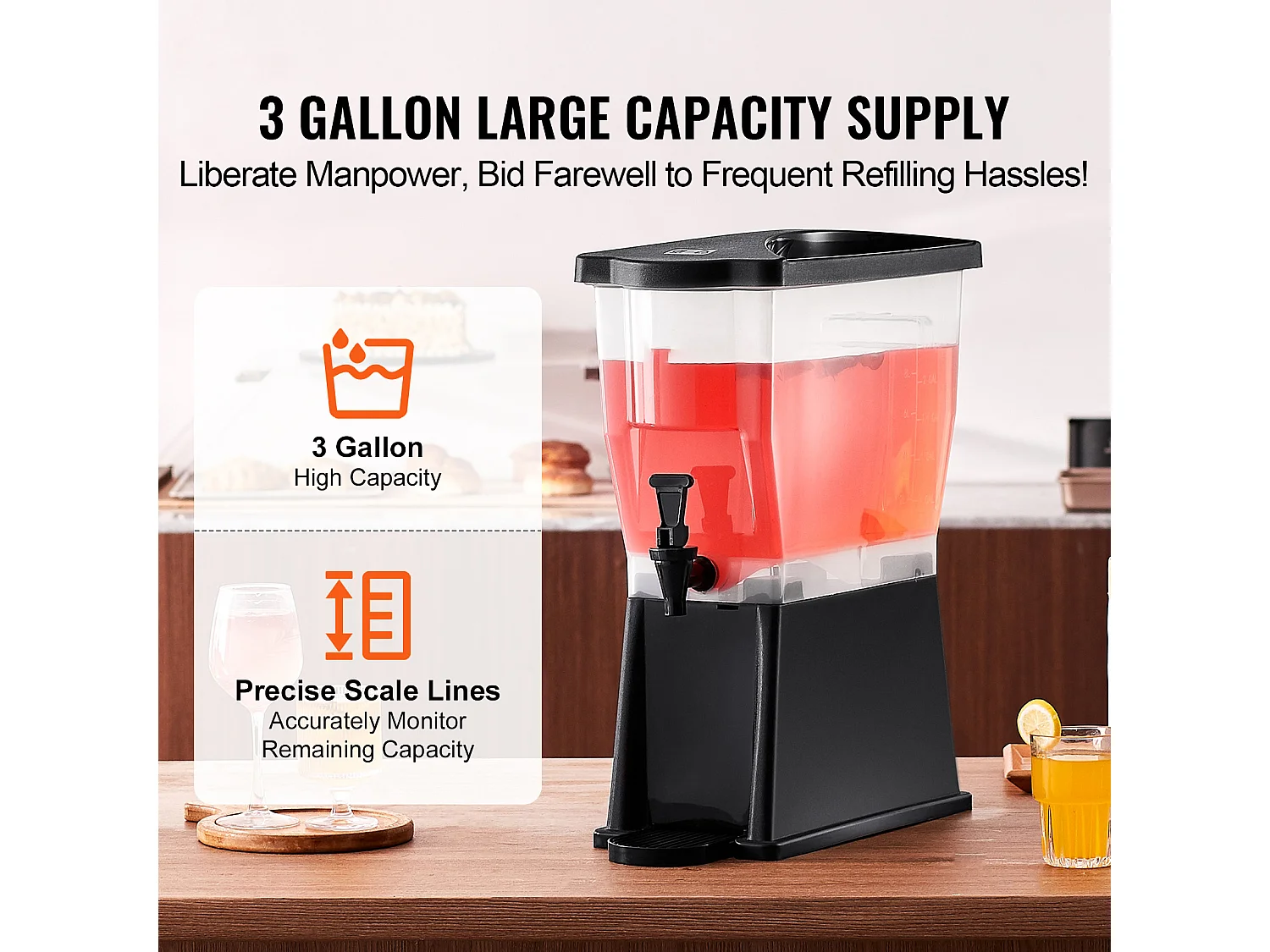 Distributeur de Boisson SucceBuy Distributeur de Boissons 11 L pour Fêtes, Plastique, sur Pied