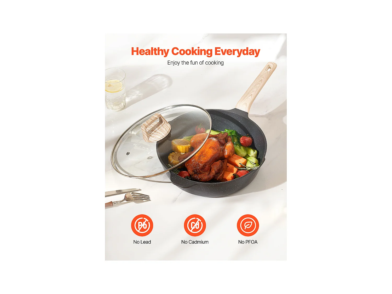 Batterie de Cuisine SucceBuy Batterie de Cuisine Antiadhésive en Granit 17 Pièces - Noir