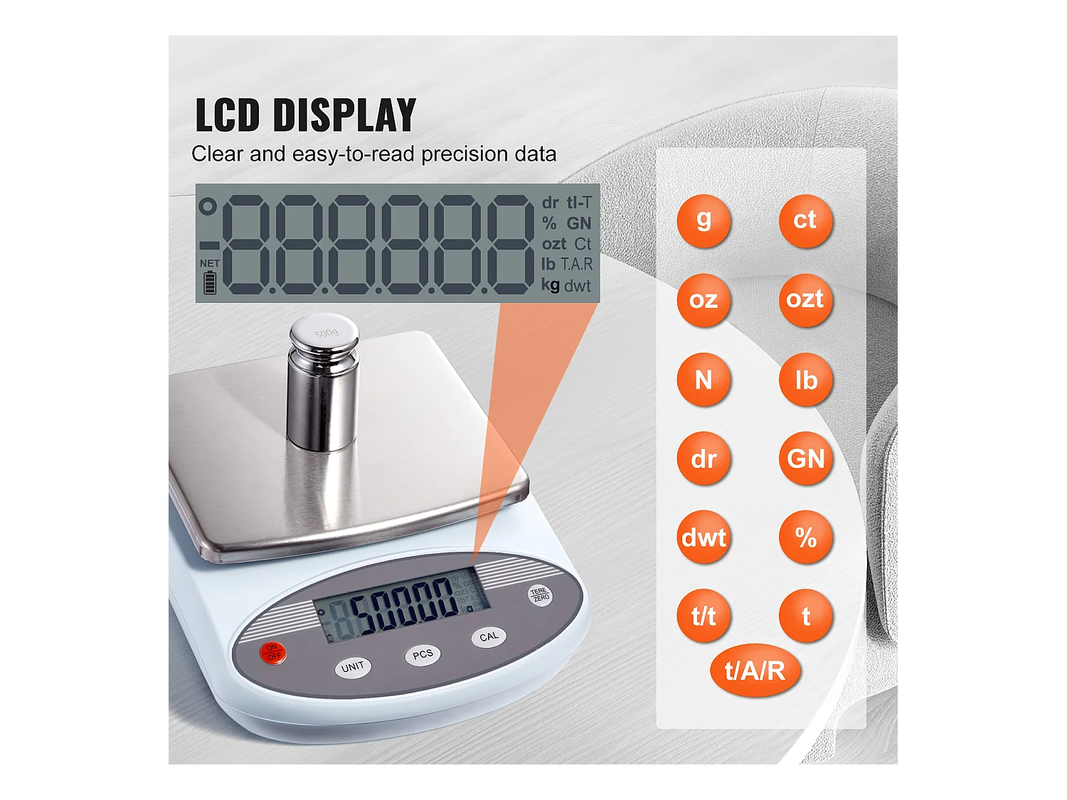 Balance de Laboratoire Analytique SucceBuy, 3000 g x 0,01 g, 13 Unités, Électronique