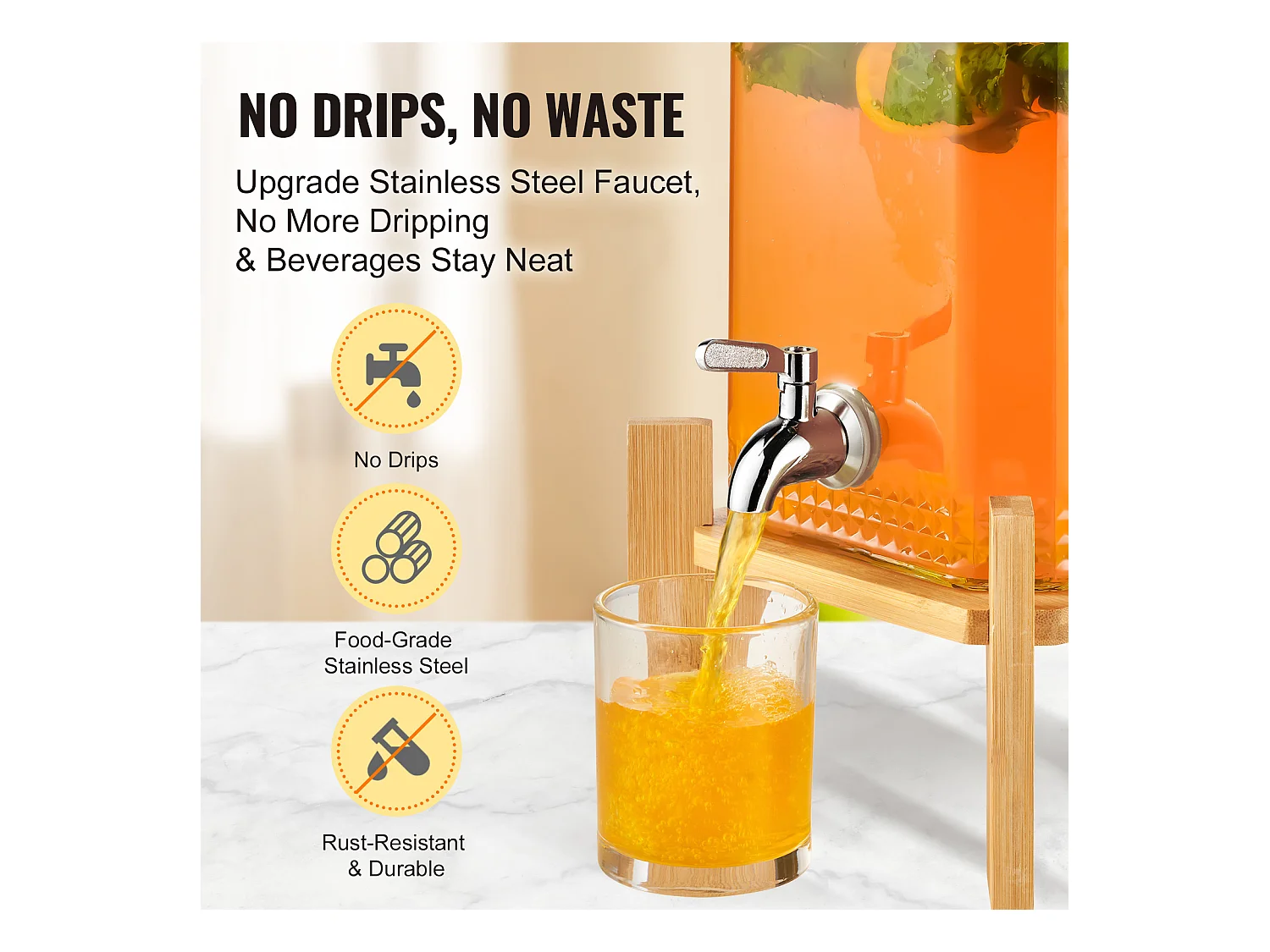 Distributeur de Boisson SucceBuy Distributeur de Boissons 5.5 L pour les Fêtes, en Verre avec Support