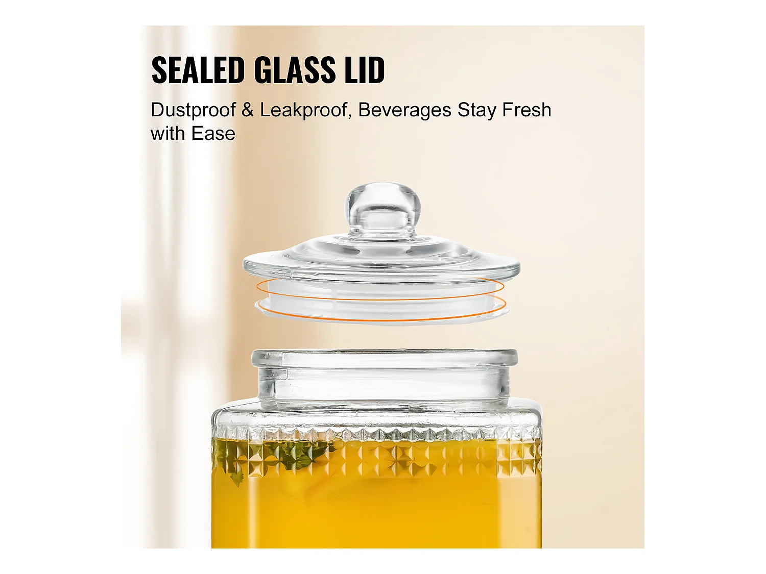 Distributeur de Boisson SucceBuy Distributeur de Boissons 5.5 L pour les Fêtes, en Verre avec Support