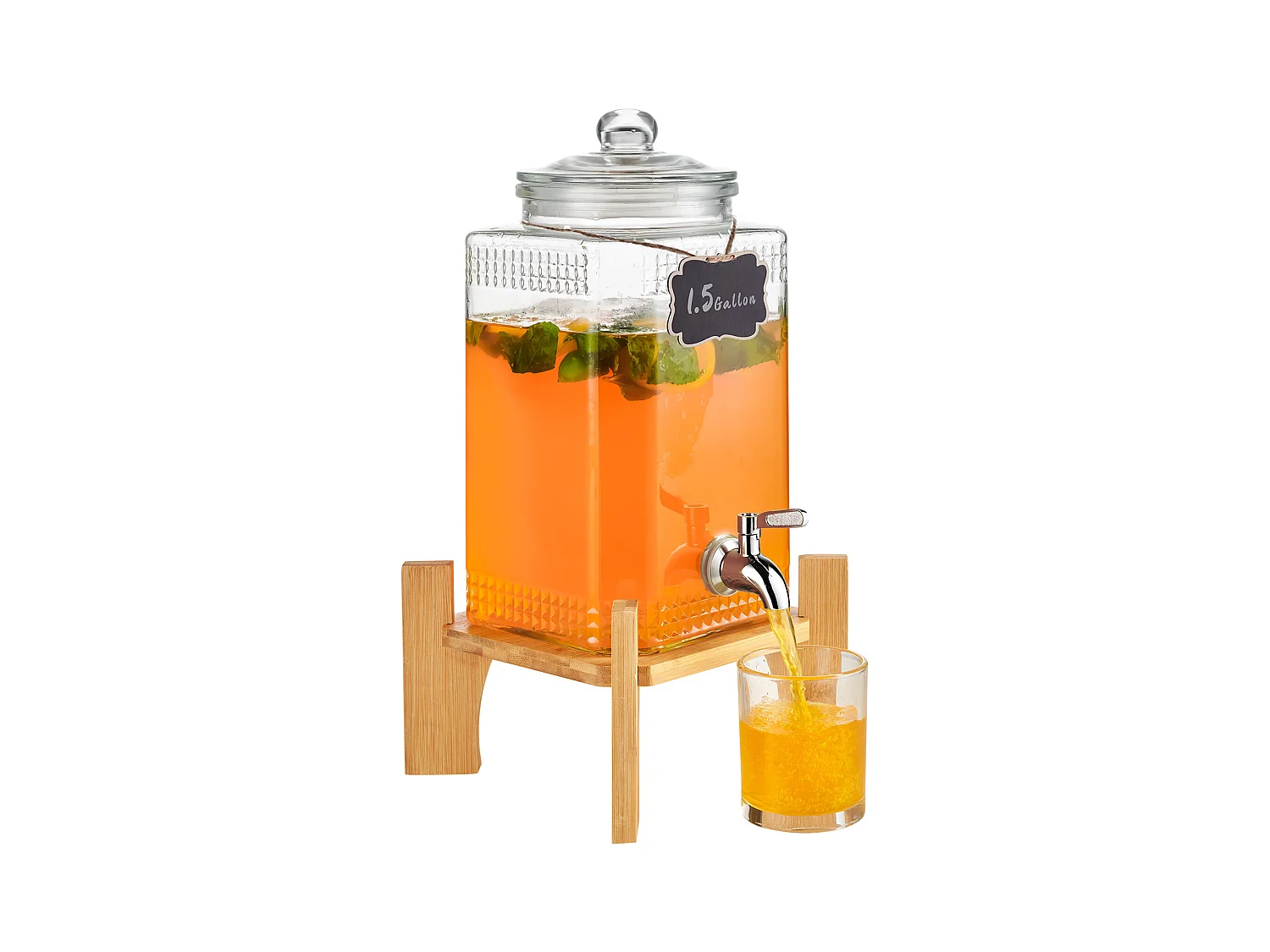 Distributeur de Boisson SucceBuy Distributeur de Boissons 5.5 L pour les Fêtes, en Verre avec Support